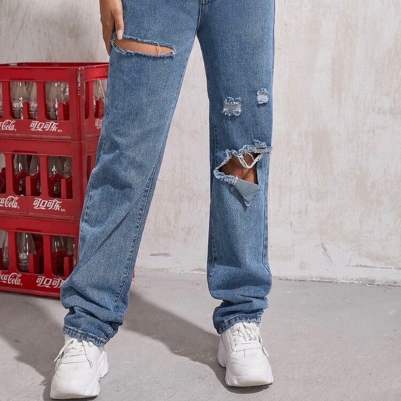 High waist ripped boyfriend jeans - Picture 4 of 7